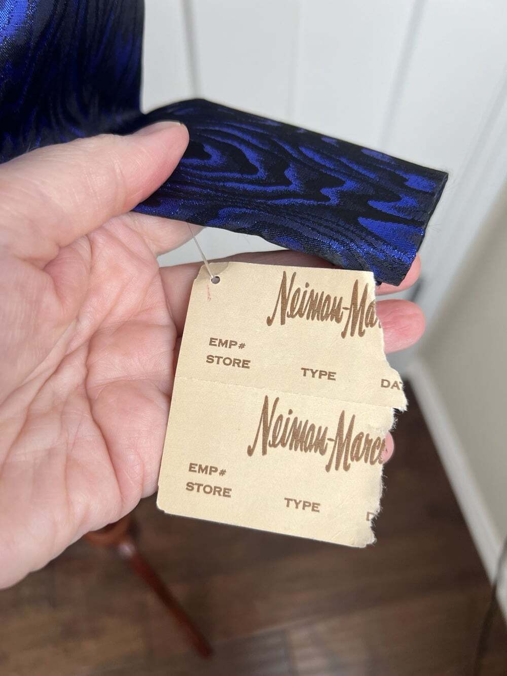 NWT Vintage 80s Neiman Marcus Metallic Cobalt Blue Moire Blazer Top Size 6 USA - Picture 10 of 14
